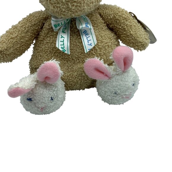 Prestige Belly Flops Plumpo Beige Bear Terry Plush Bunny Slipper Stuffed Animal - Picture 3 of 10